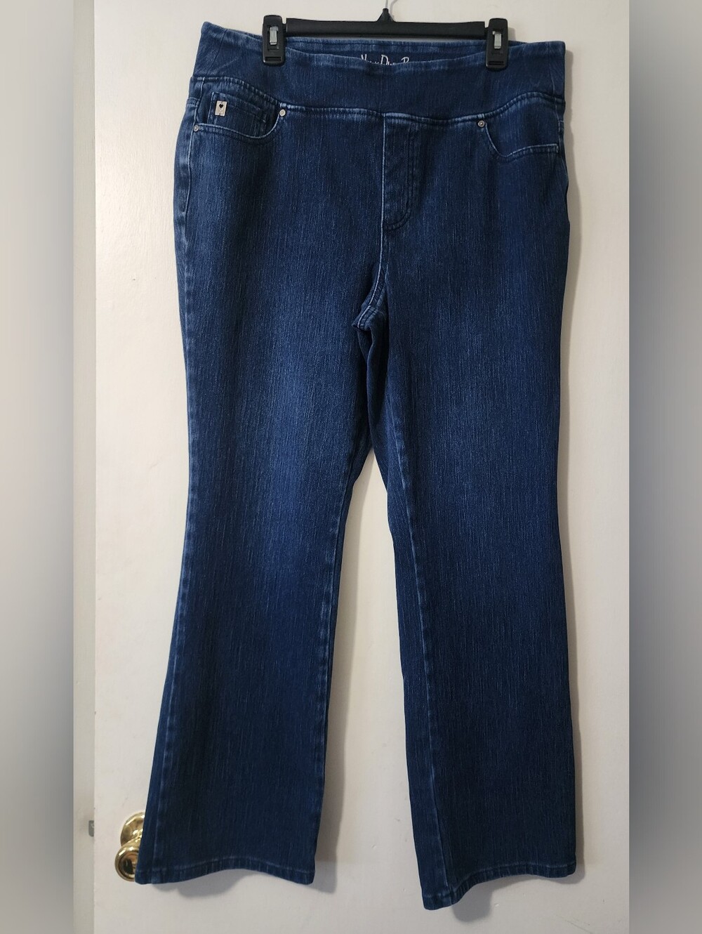 Belle by Kim Gravel Womens Bootcut Blue Denim Jeans 18W Plus 5-Pocket pull on